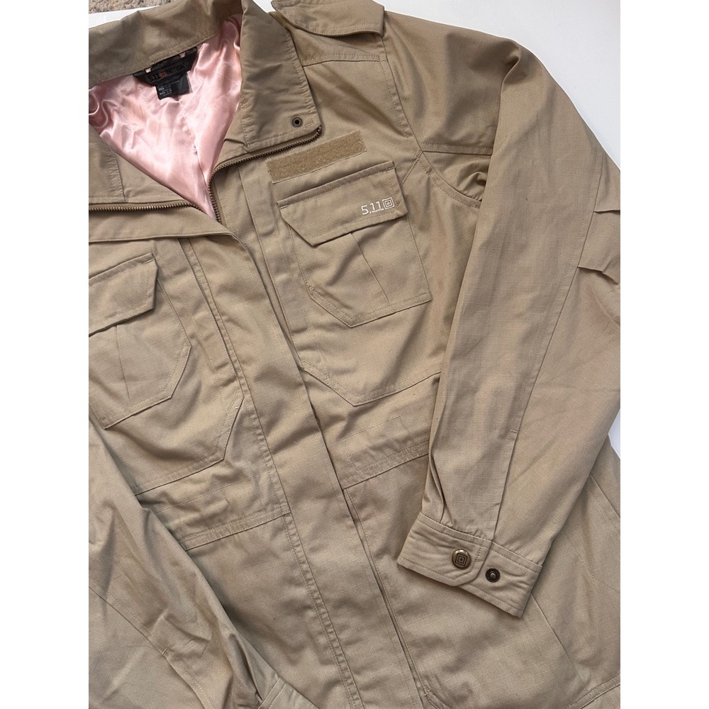 5.11 Tactical‎ Womens Khaki Tan Utility Field Jacket Pink Lining Large Ripstop - Picture 2 of 6